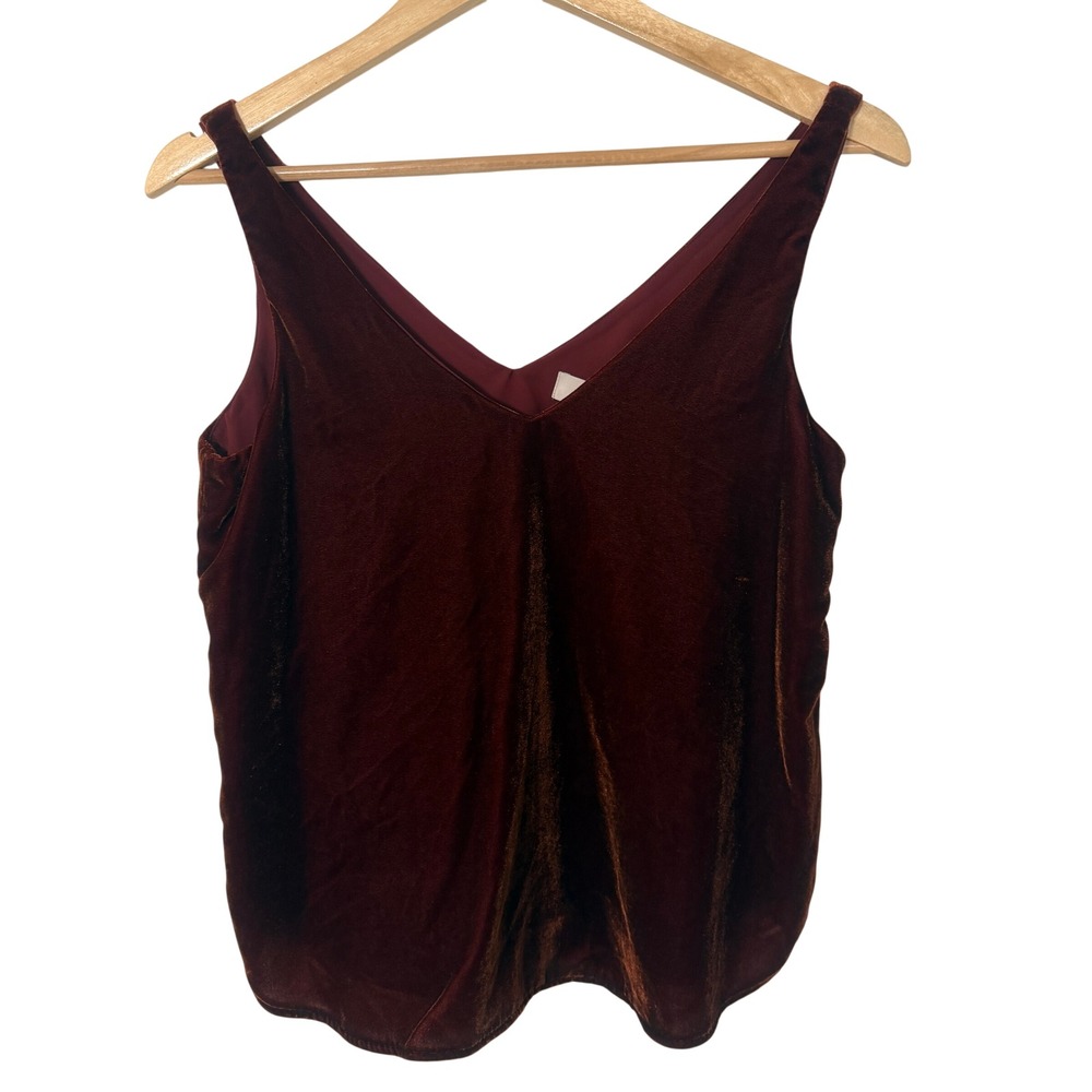 LOFT Velvet Cami Top Women XSP Burgundy NWT V-Neck Sleeveless 30661158